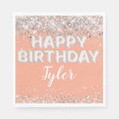Serviette En Papier Peach Silver Anniversaire (Devant)