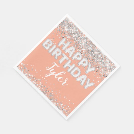 Serviette En Papier Peach Silver Anniversaire (Coin)