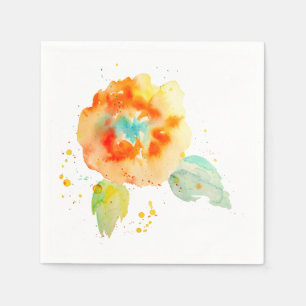 Serviette En Papier Peach Watercolor Poppy