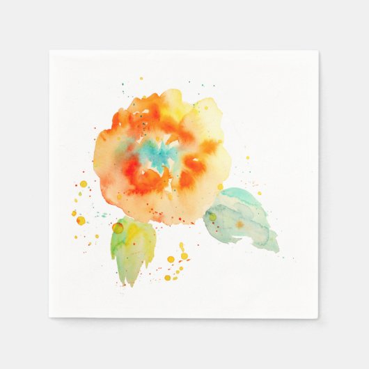 Serviette En Papier Peach Watercolor Poppy (Devant)