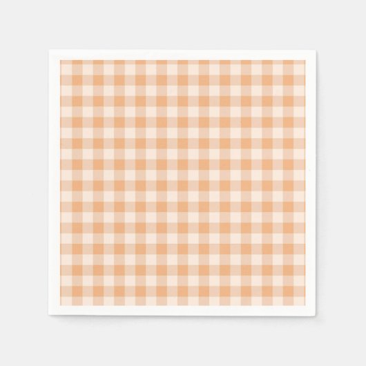Serviette En Papier Peach White À damiers En vichy Motif (Devant)