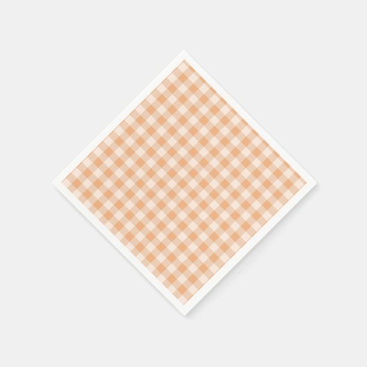 Serviette En Papier Peach White À damiers En vichy Motif (Coin)