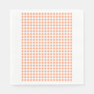 Serviette En Papier Peach White En vichy Motif