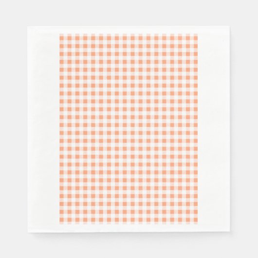 Serviette En Papier Peach White En vichy Motif (Devant)