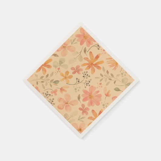 Serviette En Papier Peachy—motif floral rose doré (Coin)