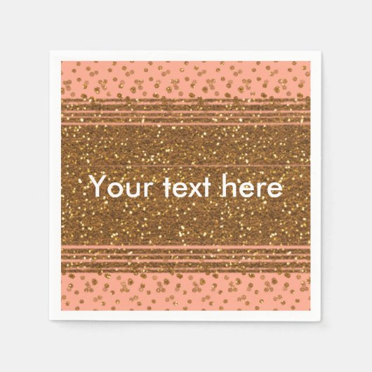 Serviette En Papier Peachy Pink & Gold Confetti Pots de fête (Devant)
