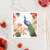 Serviette En Papier Peacock and Flowers Paper Party Napkins (En situation)