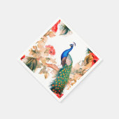 Serviette En Papier Peacock and Flowers Paper Party Napkins (Coin)