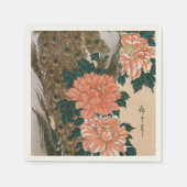 Serviette En Papier Peacock and Peonies de Hiroshige, Art japonais (Devant)