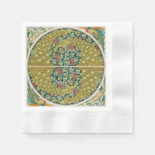 Serviette En Papier Peacock Art Nouveau Style rond design complexe (Devant)