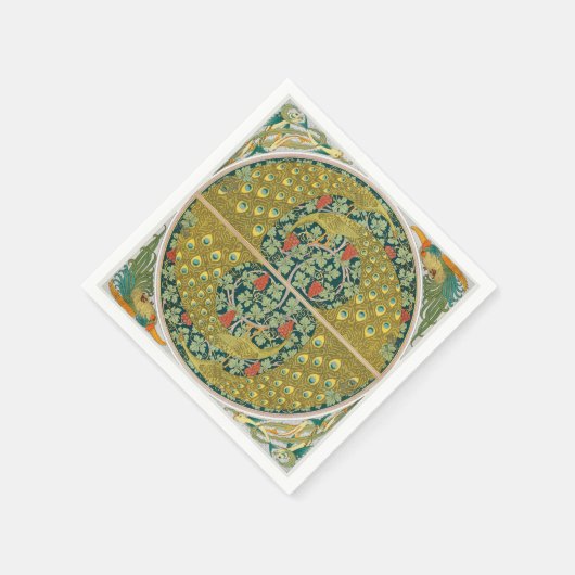 Serviette En Papier Peacock Art Nouveau Style rond design complexe (Coin)