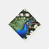 Serviette En Papier Peacock Avec Fleurs (Coin)