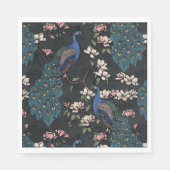 Serviette En Papier Peacock Bleu et Magnolia Noir (Devant)