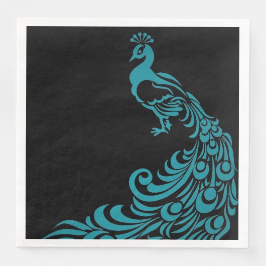 Serviette En Papier Peacock-Blue-Black-Everyday-Celebration's-Stylish (Devant)
