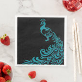 Serviette En Papier Peacock-Blue-Black-Everyday-Celebration's-Stylish (En situation)