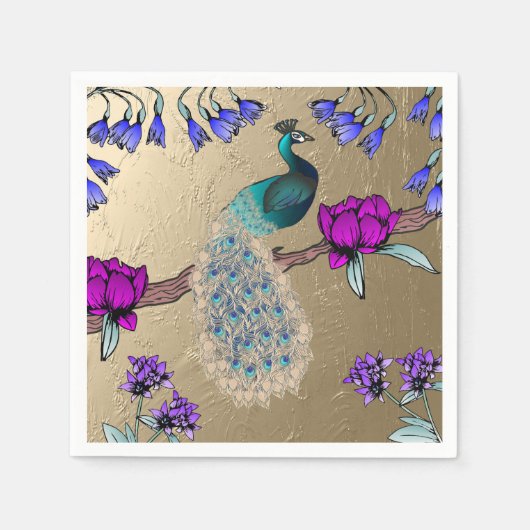 Serviette En Papier Peacock En Or (Devant)