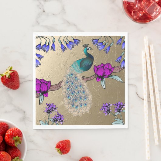 Serviette En Papier Peacock En Or (En situation)