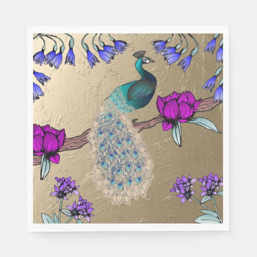 Serviette En Papier Peacock En Or (Devant)