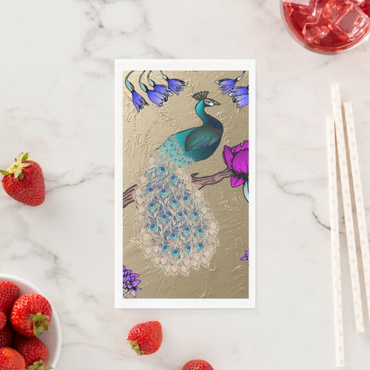 Serviette En Papier Peacock En Or (En situation)