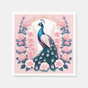 Serviette En Papier Peacock et Rose