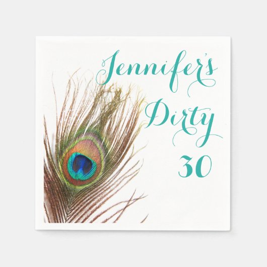 Serviette En Papier Peacock Feather 30th Birthday (Devant)