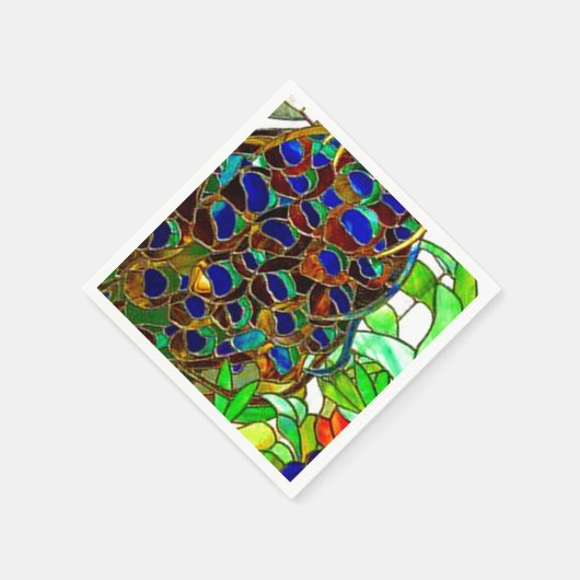 Serviette En Papier Peacock Feathers Mosaic Vitre (Coin)