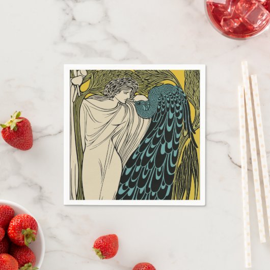 Serviette En Papier Peacock Fine Art Bird Nouveau (En situation)