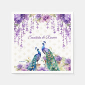 Serviette En Papier Peacock fleurs violettes mariage indien vaisselle (Devant)