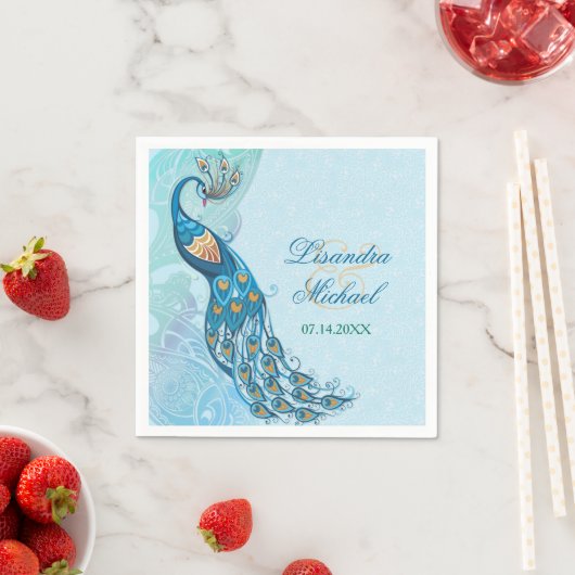 Serviette En Papier Peacock Lace Élégance Mariage serviettes (En situation)