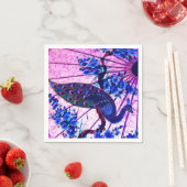 Serviette En Papier Peacock oriental parasol japonais cerisier fleurs (En situation)