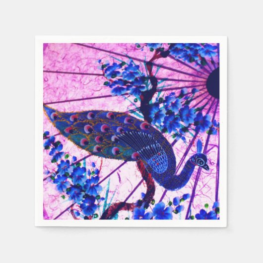 Serviette En Papier Peacock oriental parasol japonais cerisier fleurs (Devant)