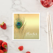 Serviette En Papier Peacock Plumes or Exotic Boho Chic Elegant (En situation)