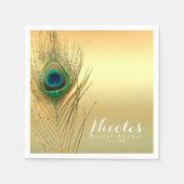 Serviette En Papier Peacock Plumes or Exotic Boho Chic Elegant (Devant)