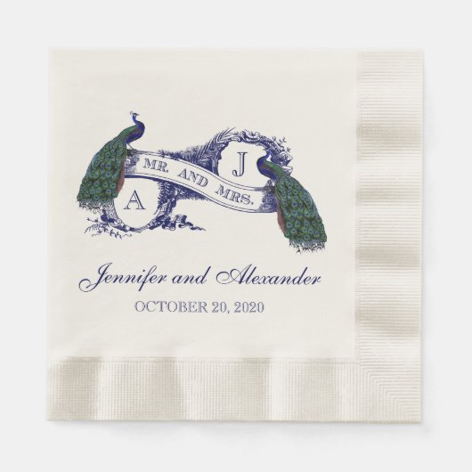 Serviette En Papier Peacock Rustic Mariage papier serviettes (Devant)