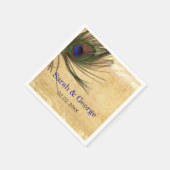 Serviette En Papier Peacock Rustique Plumes serviettes personnalisées (Coin)