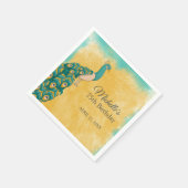 Serviette En Papier Peacock Turquoise Jaune 75e anniversaire (Coin)