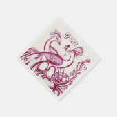 Serviette En Papier PEACOCKS EN AMOUR violet blanc Mariage Monogramme (Coin)