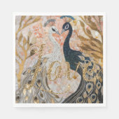 Serviette En Papier Peacocks Gold Parties scintillant Love Blush Rose (Devant)