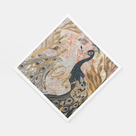 Serviette En Papier Peacocks Gold Parties scintillant Love Blush Rose (Coin)