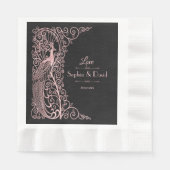 Serviette En Papier Peacocks rose Gold Art Déco Mariage noir (Devant)