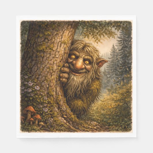 Serviette En Papier Peaking Norwegian Troll, Napkins (Devant)