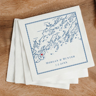 Serviette En Papier Peaks Island Maine Casco Bay Carte Mariage élégant