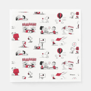 Serviette En Papier PEANUTES  Motif rouge et noir