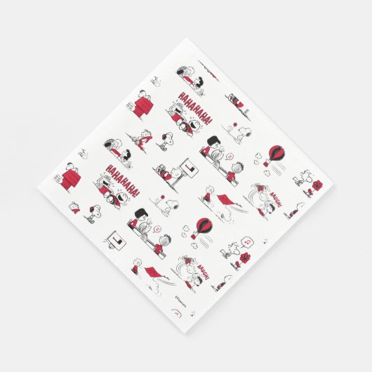 Serviette En Papier PEANUTS | Motif rouge et noir (Coin)