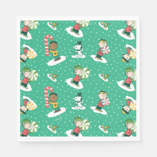 Serviette En Papier Peanuts Peppermint Dreams Snowflake Motif (Devant)