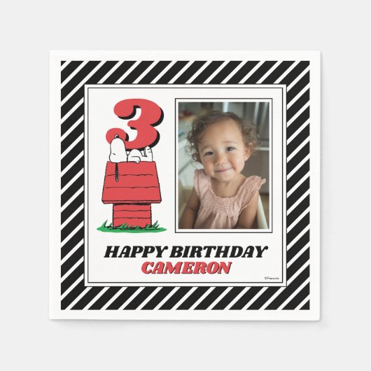 Serviette En Papier Peanuts Snoopy Dog House Birthday Napkins (Devant)