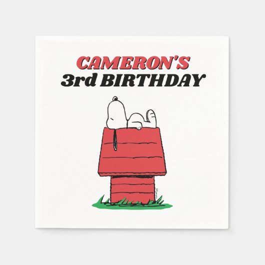 Serviette En Papier Peanuts Snoopy Dog House Birthday Napkins (Devant)
