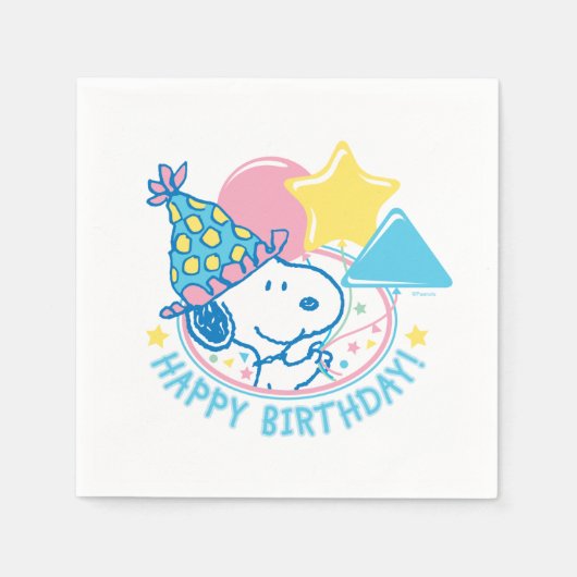 Serviette En Papier PEANUTS | Snoopy Joyeux Ballons d'anniversaire (Devant)