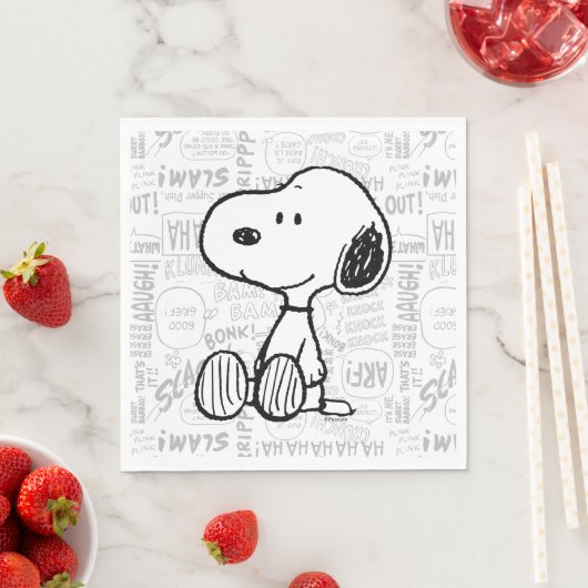 Serviette En Papier PEANUTS | Snoopy on Black White Comics (En situation)