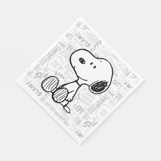 Serviette En Papier PEANUTS | Snoopy on Black White Comics (Coin)